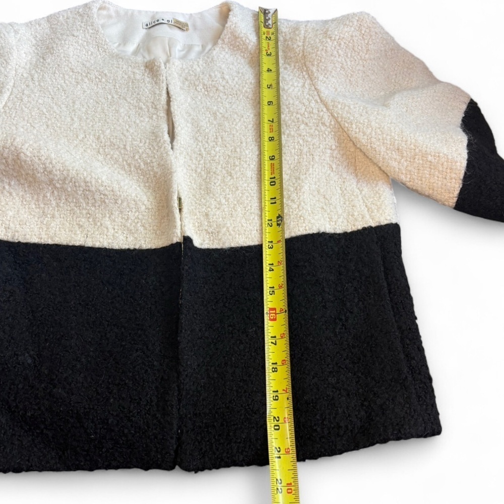 Alice + Olivia Bouclé Colorblock Jacket
Cream, Black Medium Wool + Alpaca Blend - Picture 3 of 8